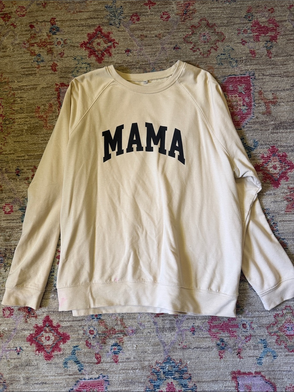 Amazon Cream "MAMA" Crewneck Sweatshirt with Black Lettering